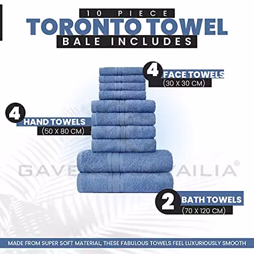 Gaveno Cavailia 10 Piece Egyptian Cotton Towel Set in Blue – 3