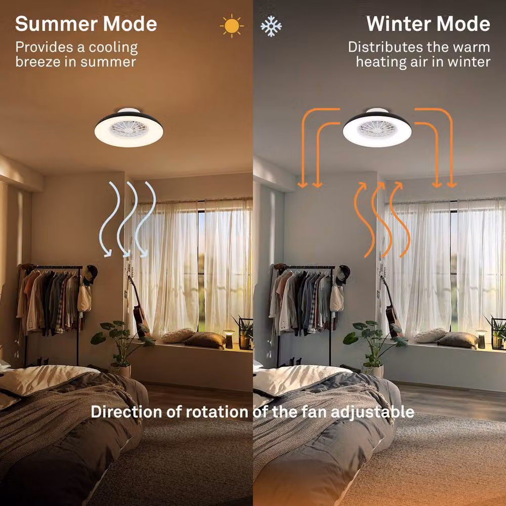 Briloner Black 24W CCT Dimmable LED Ceiling Light with Fan and Remote Control – 3