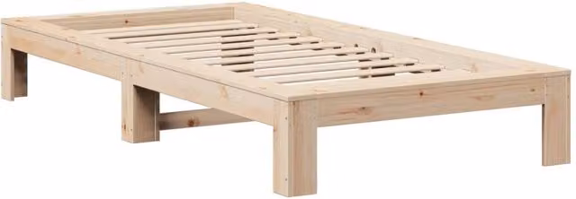 Berkfield Home Solid Wood Small Single Bed Frame in Brown, W/D/H: 75 x 190 x 32 cm