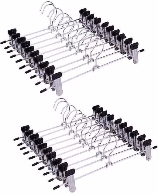 VOGREX 20-Piece Silver Metal Clothes Hangers with Non-Slip Clips