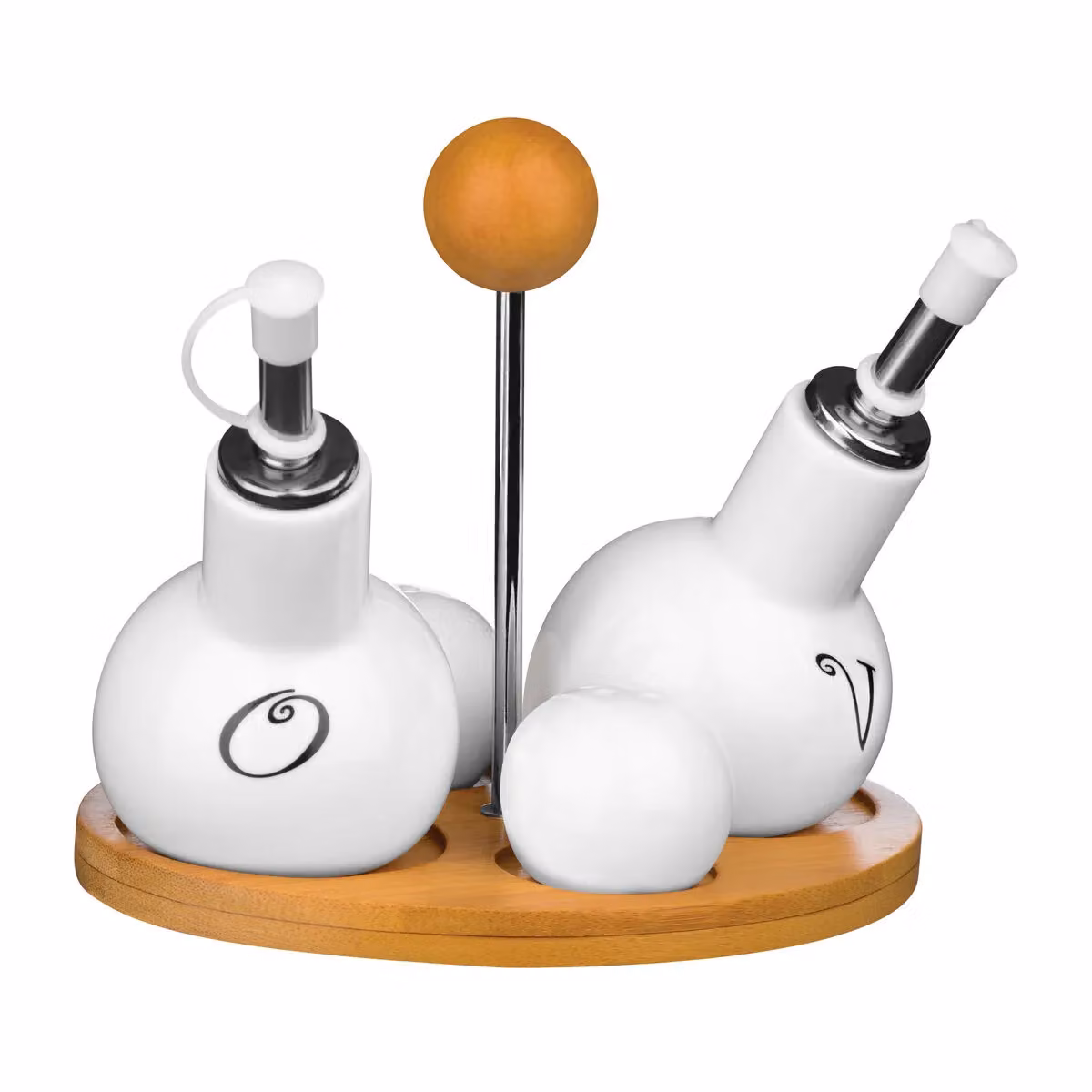 Orsina 4-Piece Ceramic Round Condiment Set in White – 2