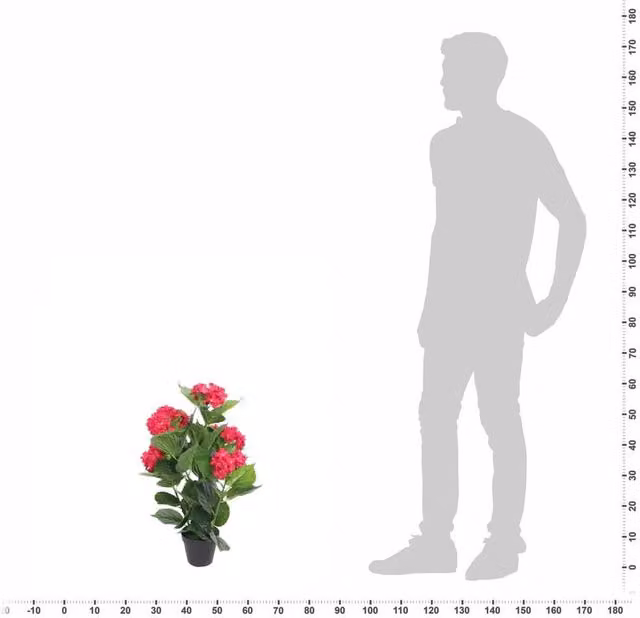 Berkfield Home Realistic Artificial Red Hydrangea Plant in Pot, Height: 60 cm