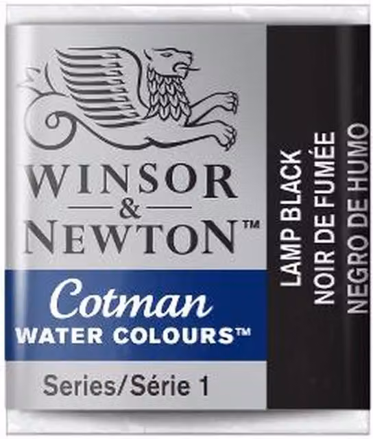 Winsor and Newton Cotman Watercolour Half Pan Paint in Lamp Black