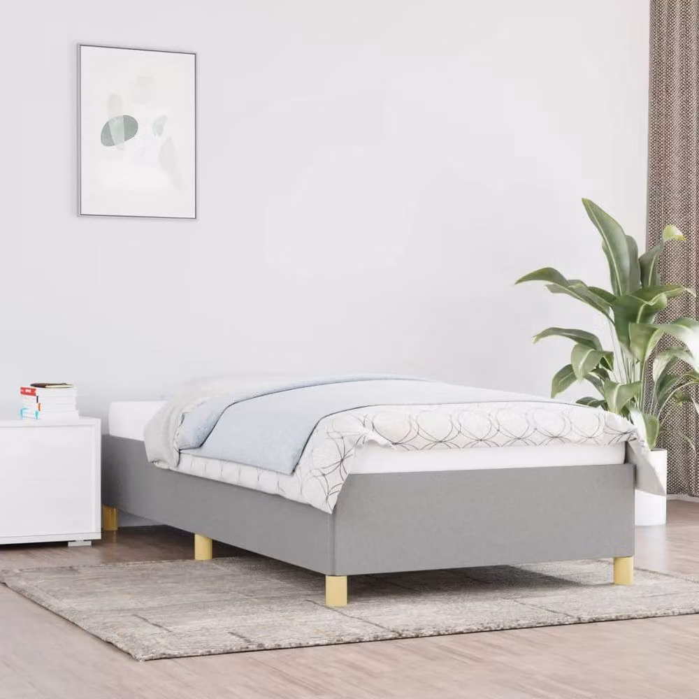 Berkfield Home Upholstered Single Bed Frame in Grey, W/D/H: 90 x 190 cm – 2