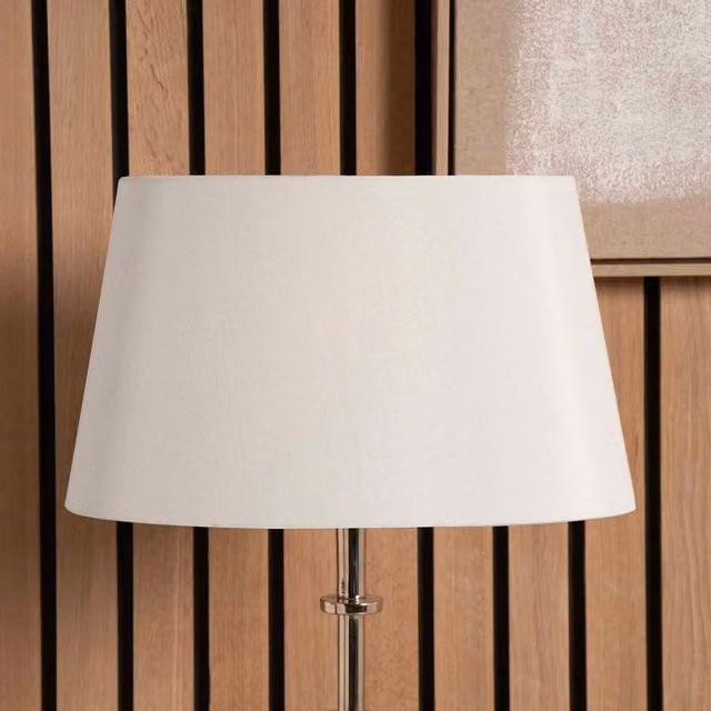 Ruma White and Beige Oval Poly Silk Tapered Lamp Shade for Floor Lamps, Diameter: 40.64 cm – 1