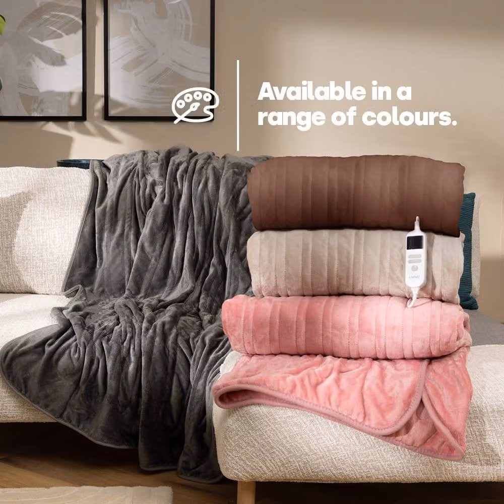 LIVIVO Electric Heated Fleece Over Blanket with Digital Control in Cool Grey – 10