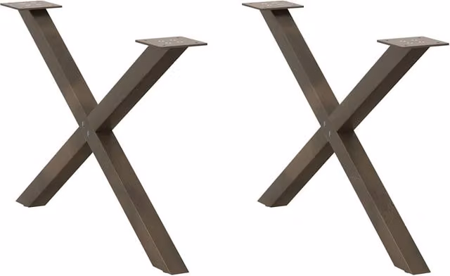 Berkfield Home X-Shaped Coffee Table Legs, 2 Pieces, Brown Steel – 1
