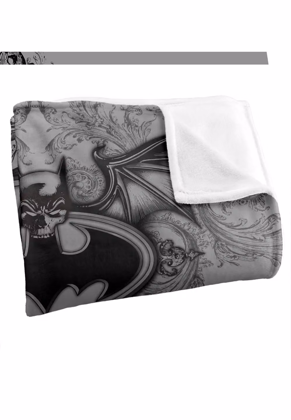 DC Comics Batman Winged Logo Fleece Blanket, White, W: 152 cm, D: 127 cm – 3