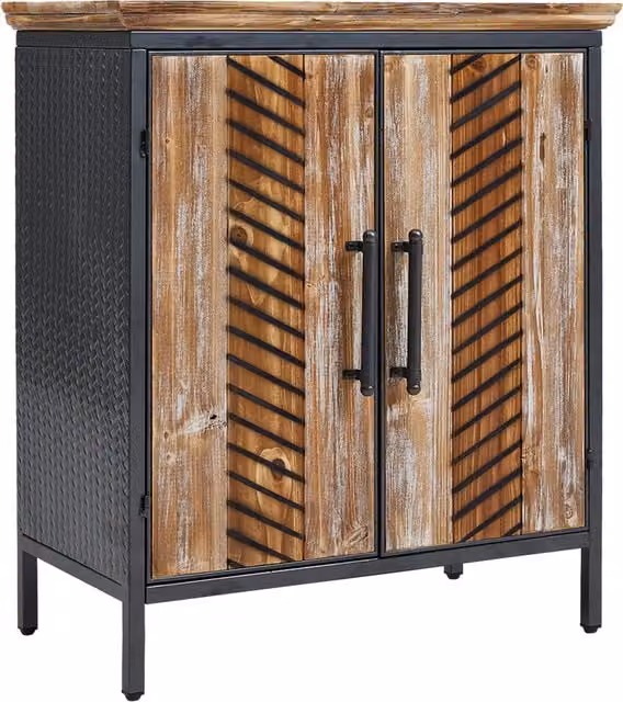 Lifeideas Industrial Storage Cabinet with 2 Shelves in Brown