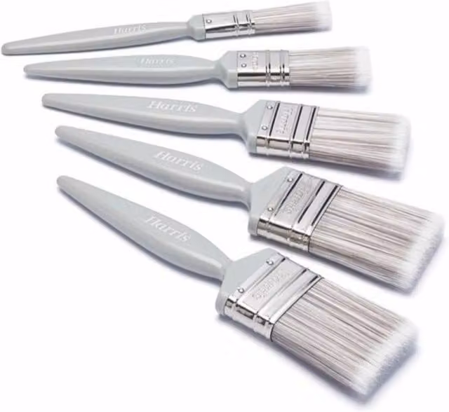 Harris Essentials Wall and Ceiling Paint Brush Set for Water Based Paints, Grey, Pack of 5