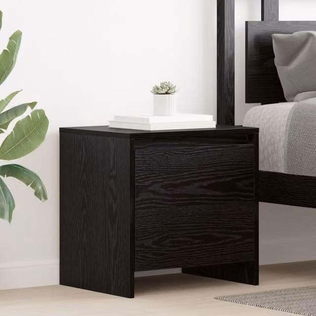 Berkfield Home Black Oak Bedside Cabinet in Engineered Wood