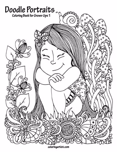 Doodle Portraits Coloring Book for Grown-Ups Volume 1 by Createspace