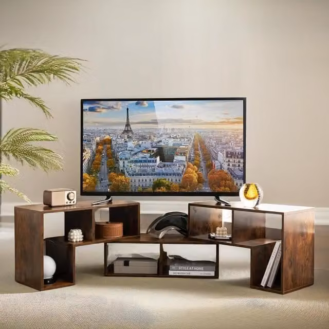 Pirlo Plush Adjustable Free Combination TV Stand Unit in Brown – 1