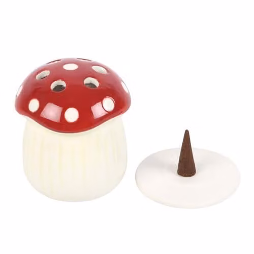 KDMD Red Ceramic Mushroom Incense Cone Holder