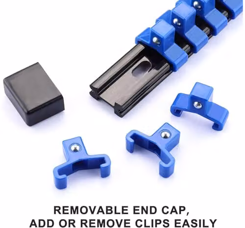 Autojack 6 Piece Socket Organizer Set with 1/4", 3/8" and 1/2" Drive Rails in Red and Blue – 5
