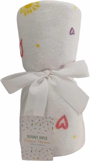 Sunny Days White Fleece Throw for Children