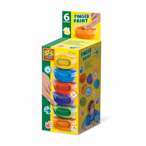 SES Creative Washable Fingerpaint in 6 Multicolour Varieties, 45ml per Pot