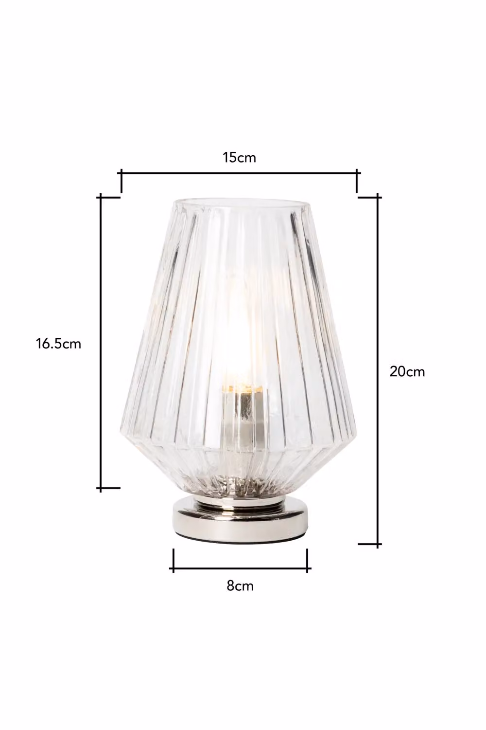 BHS Lighting Poplar Table Lamp in Silver and Glass – 2