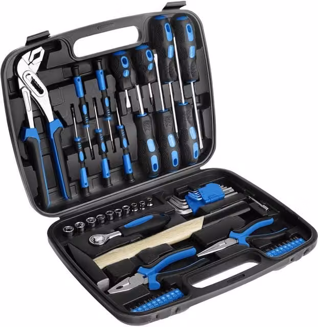 tectake Luigi Tool Box Black 57 Piece Tool Set with Pliers, Screwdrivers, Sockets and Bits – 1