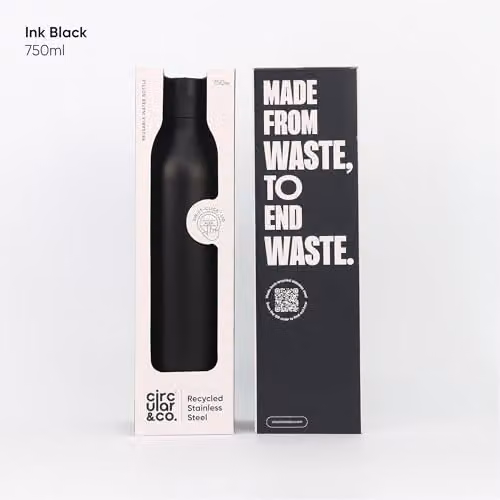 Circular & Co Vacuum Insulated Stainless Steel Water Bottle, 750ml, Silver or Black – 4