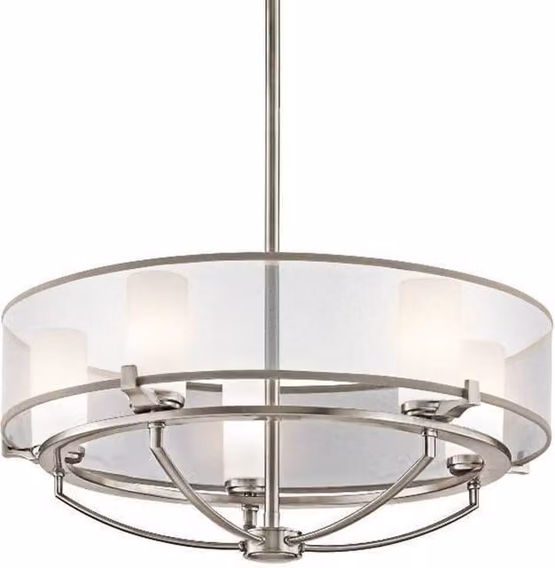 Elstead Saldana 5 Light Classic Pendant Chandelier in Grey and Silver with G9 Bulbs