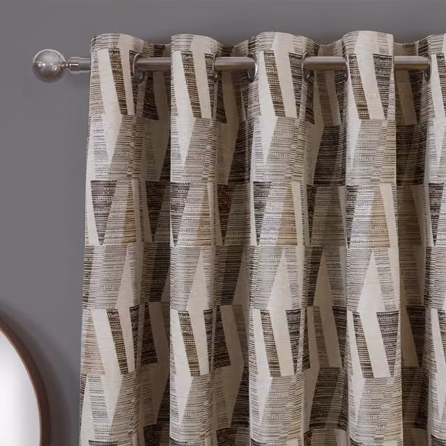 Divante Finest Indiana Geo Jacquard Blackout Curtain in Multicolour and Brown, Width: 168 cm