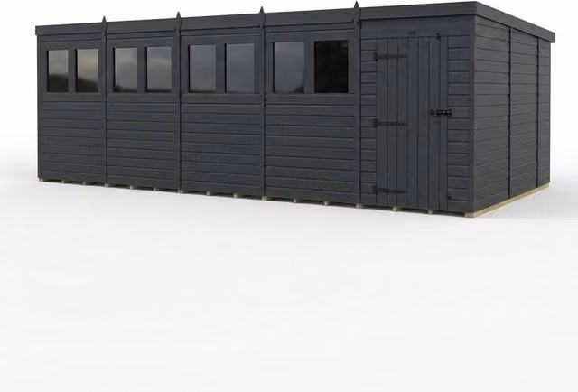 Buttercup Farm Grey Composite Pent Garden Shed with Single Door and Windows W: 305 cm, D: 305 cm, H: 210 cm – 1