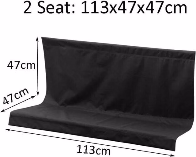 FLAVORA Replacement 2 Seater Garden Swing Bench Seat Cover, Black, W: 113 cm, D: 47 cm, H: 47 cm