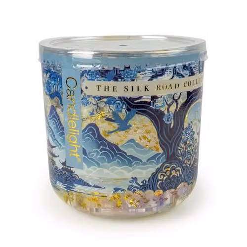 Candlelight The Silk Road Collection Tianshui Light Up Glitter Votive Candle in Blue and Gold
