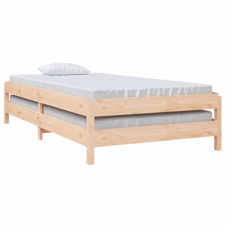 Berkfield Home Stack Bunk Bed in Brown Solid Pine Wood, W/D/H: 100 x 200 cm