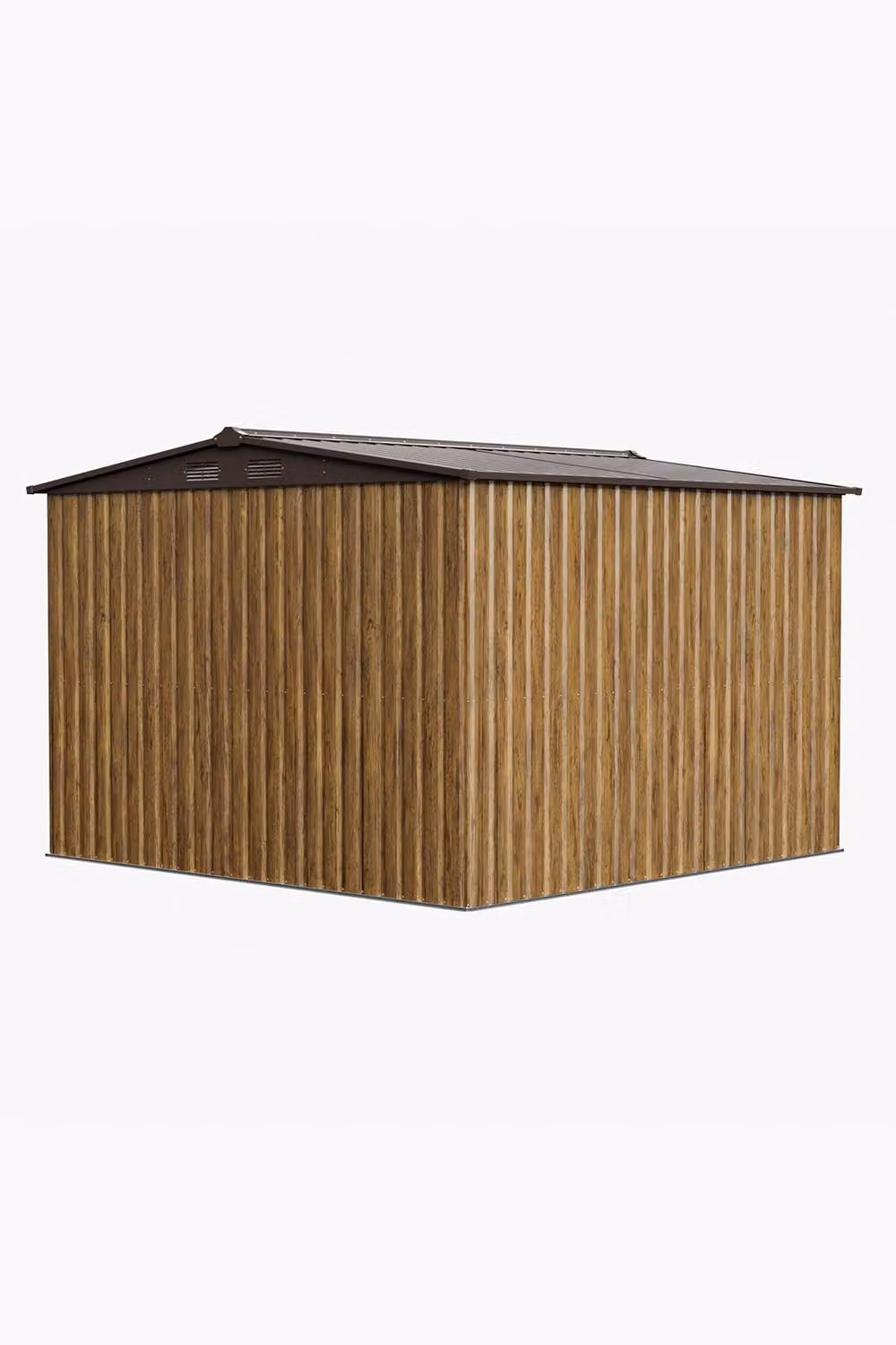 Living and Home Metal Apex Roof Garden Storage Shed with Sliding Door, Brown, W: 243.84 cm, D: 243.84 cm, H: 187.16 cm – 5