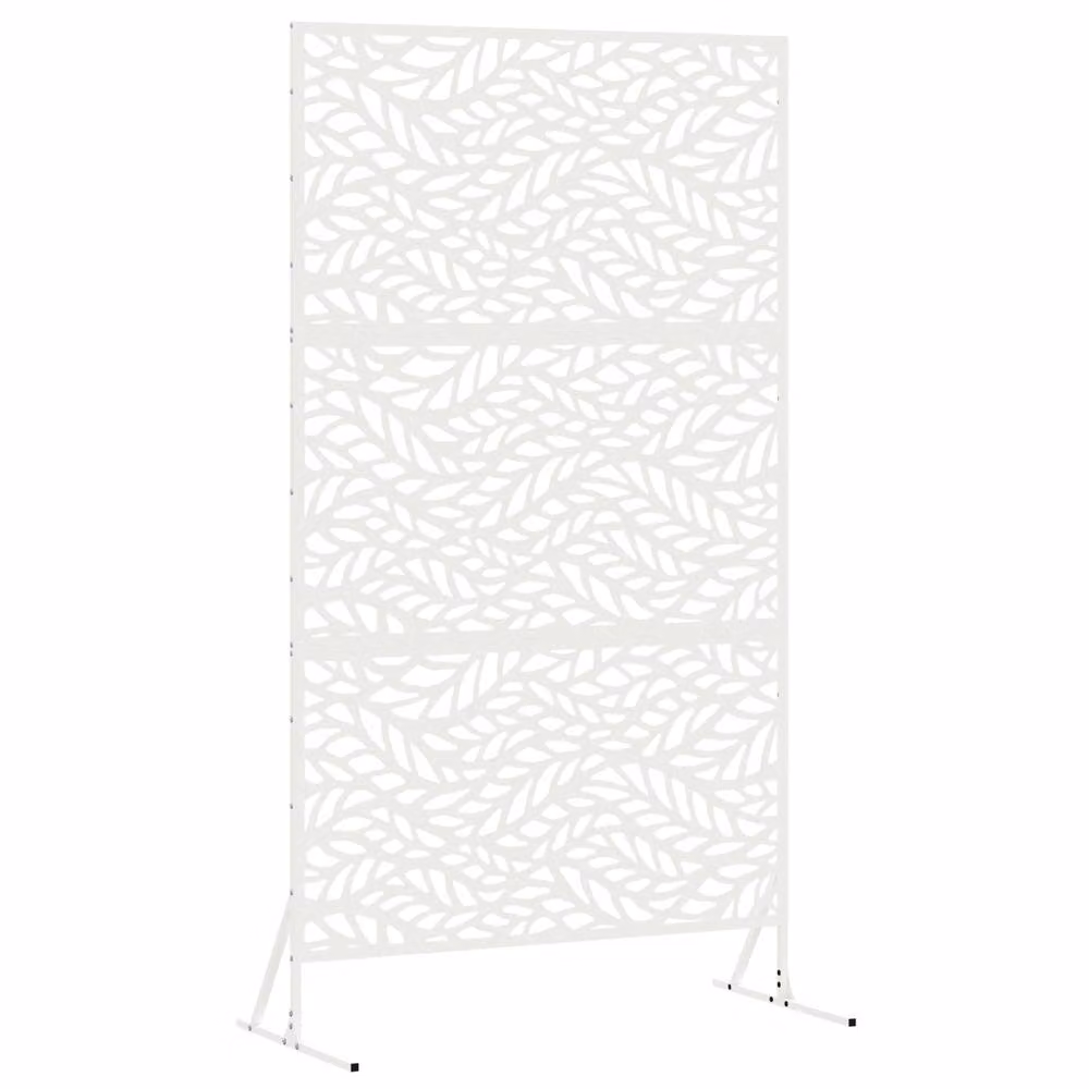 Berkfield Home Powder-Coated Steel Privacy Screen, White, W: 100 cm, D: 50 cm, H: 180 cm – 2