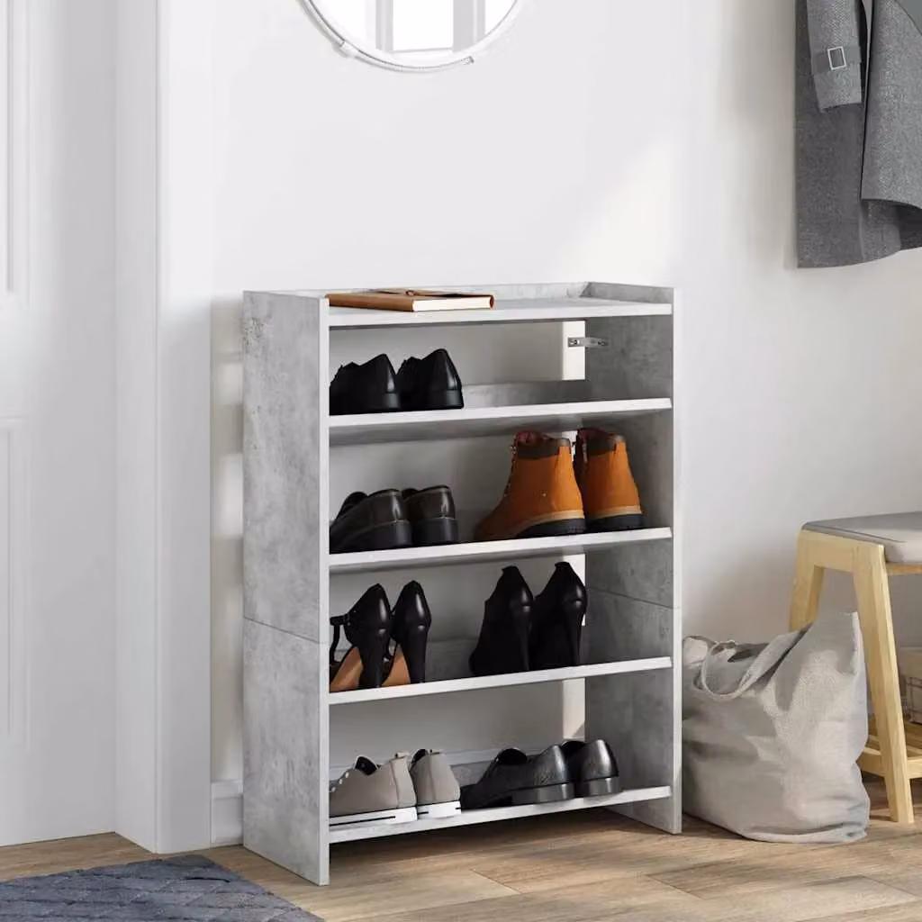 Berkfield Home Shoe Rack in Concrete Grey, W/D/H: 60 x 25 x 81 cm – 3