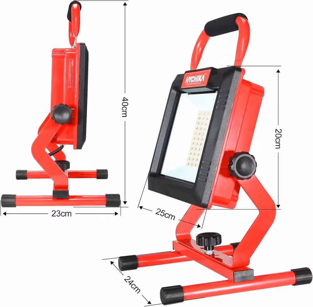HYCHIKA 100W LED Work Light with Adjustable Foldable Stand, 3000LM, 6500K Cool White, IP65 Waterproof Black Floodlight – 5