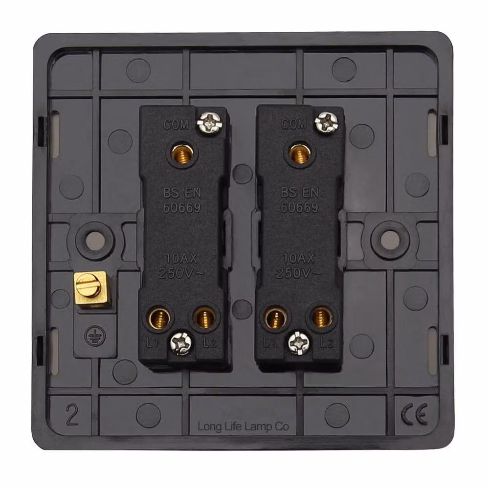 SPETLEK Double Wall Switch 2 Gang 2 Way in Black – 3