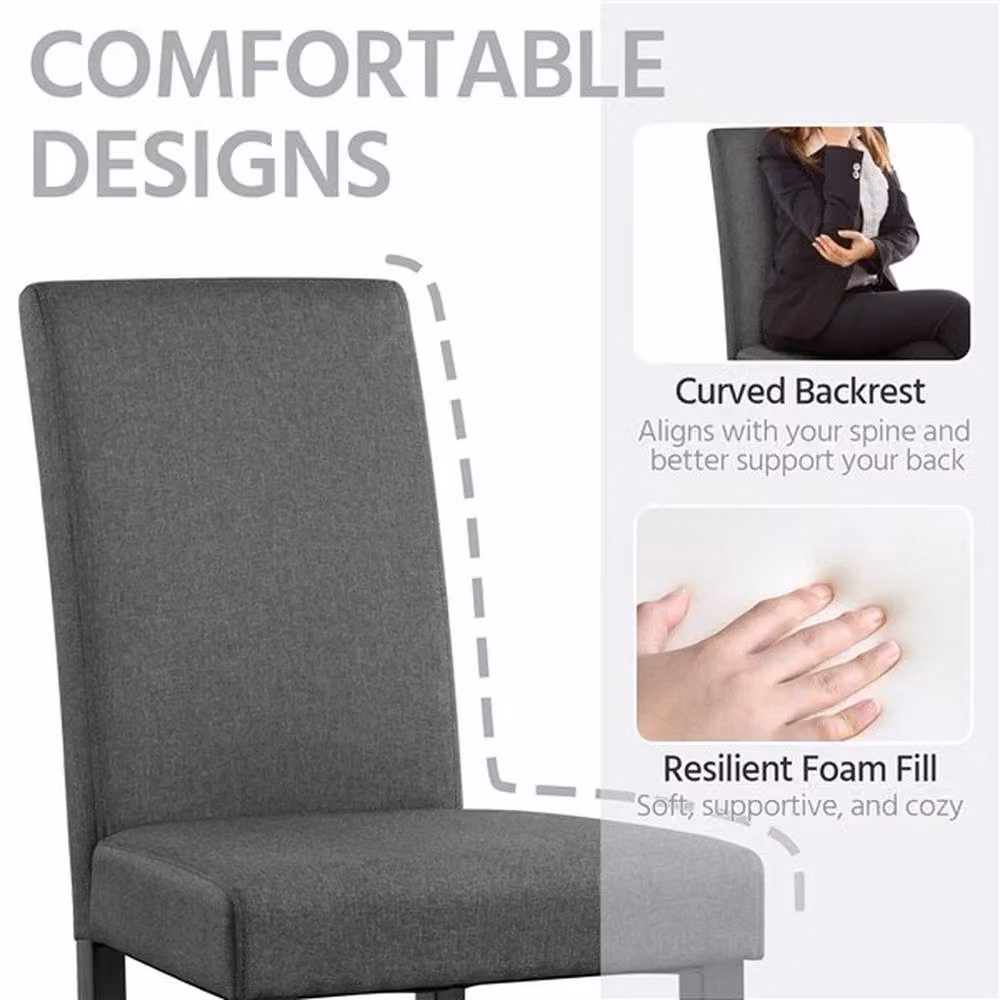 PAWNORA Set of 4 Classic Fabric Dining Chairs in Grey – 3