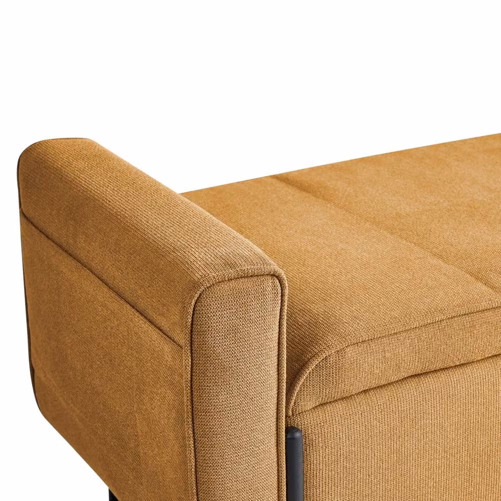 Wyld and Coco Mustard Lift Top Storage Bench in Yellow with Water Repellent Fabric and Metal Legs – 4
