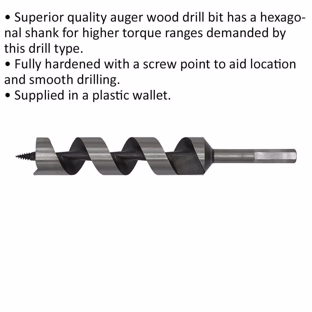 Loops Silver Hardened Auger Wood Drill Bit with Hexagonal Shank, Diameter: 32 mm, Length: 235 mm – 2