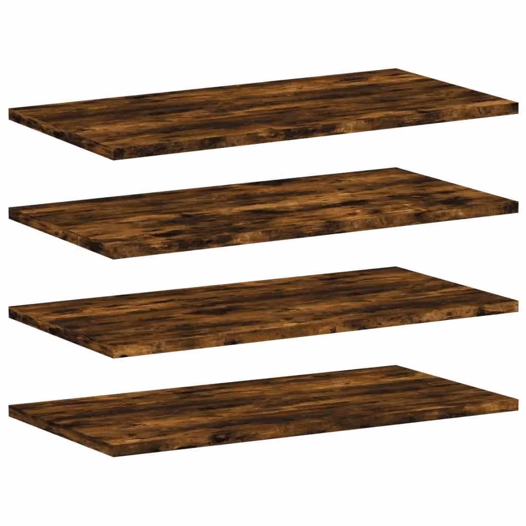 Berkfield Home Set of 4 Wall Mounted Shelves in Smoked Oak Brown, W: 60 cm, D: 30 cm, H: 1.5 cm – 2