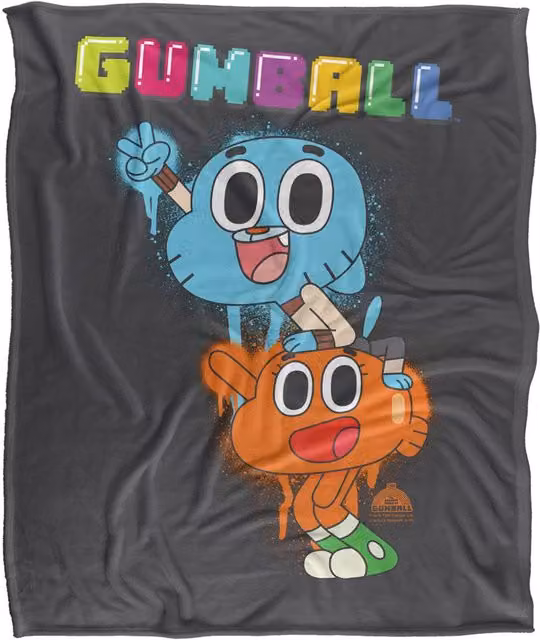 Cartoon Network Amazing World of Gumball Super Soft Silky Touch Polyester Throw Blanket, Multicolour, Large