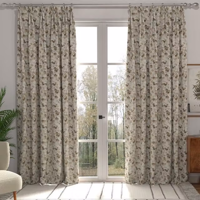 ANTE DECOR Honesty Made to Measure Blackout Floral Cotton Curtain in Beige