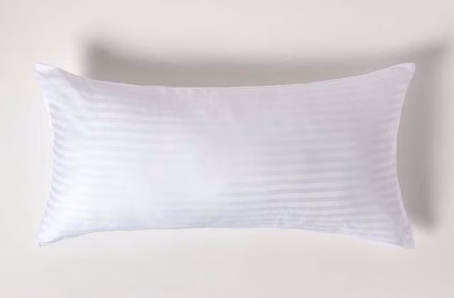 Homescapes White Egyptian Cotton Mako Satin Striped Euro Pillowcase with Zip, W/D/H: 40 x 80 cm, 330 TC