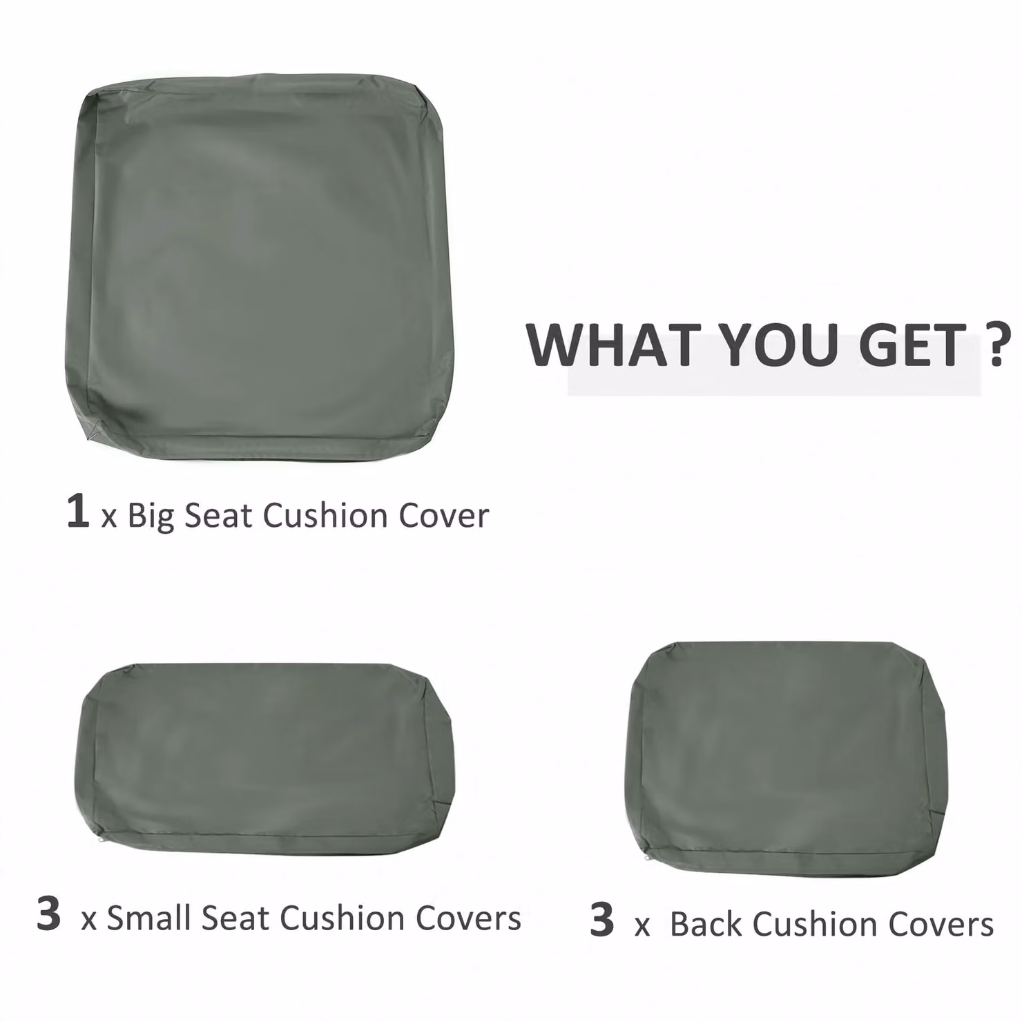 OUTSUNNY Replacement Garden Rattan Patio Furniture Cushion Cover in Dark Grey – 3