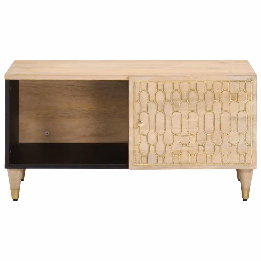 Berkfield Home Mango Wood Coffee Table in Brown, W: 80 cm, D: 50 cm, H: 40 cm – 2