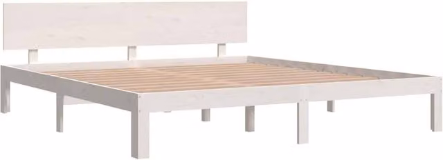 Berkfield Home Beautiful Super King Size Bed Frame in White Solid Pine Wood W/D/H: 180 x 200 x 69.5 cm