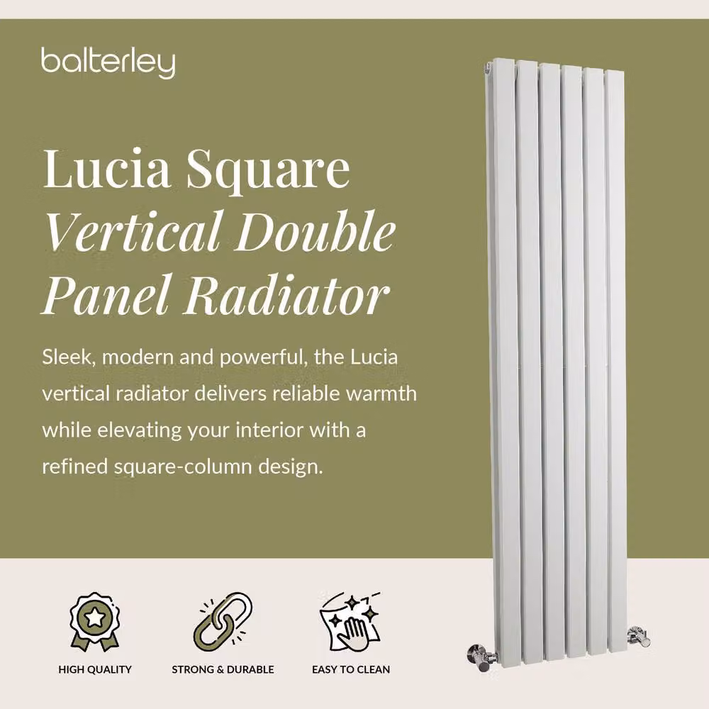 Balterley Lucia Square Vertical Double Panel Radiator, White, H 150 cm x W 35.4 cm – 2
