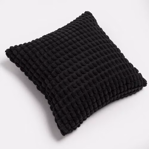 OHS 2 Pack Bobble Textured Cushion Covers in Black, W/D/H: 45 x 45 x 45 cm – 4