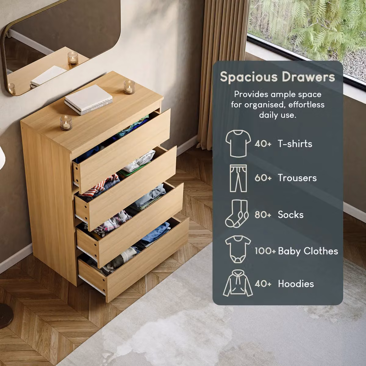 Vida Designs Denver 4 Drawer Chest of Drawers in Brown – 3