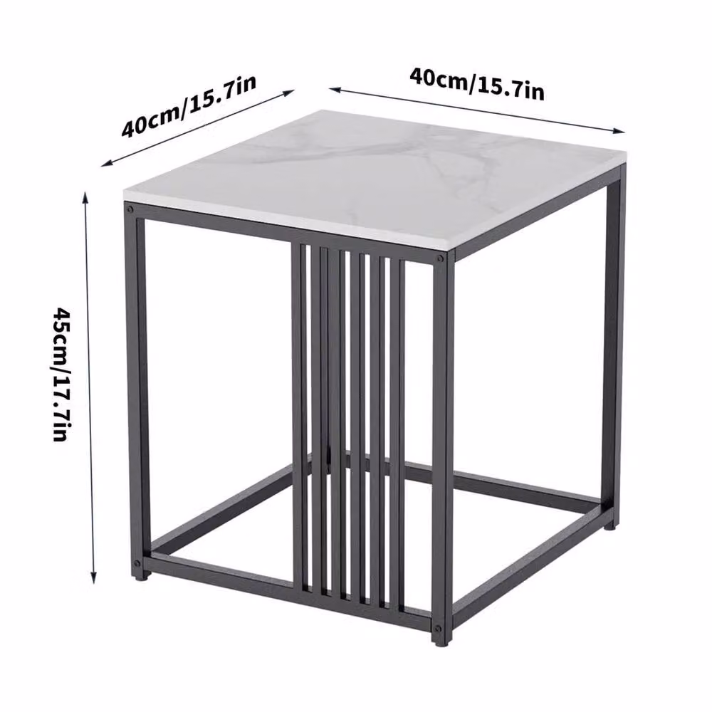 ERGOVEXA Marble and Metal Bedside Table in Matt Black – 2