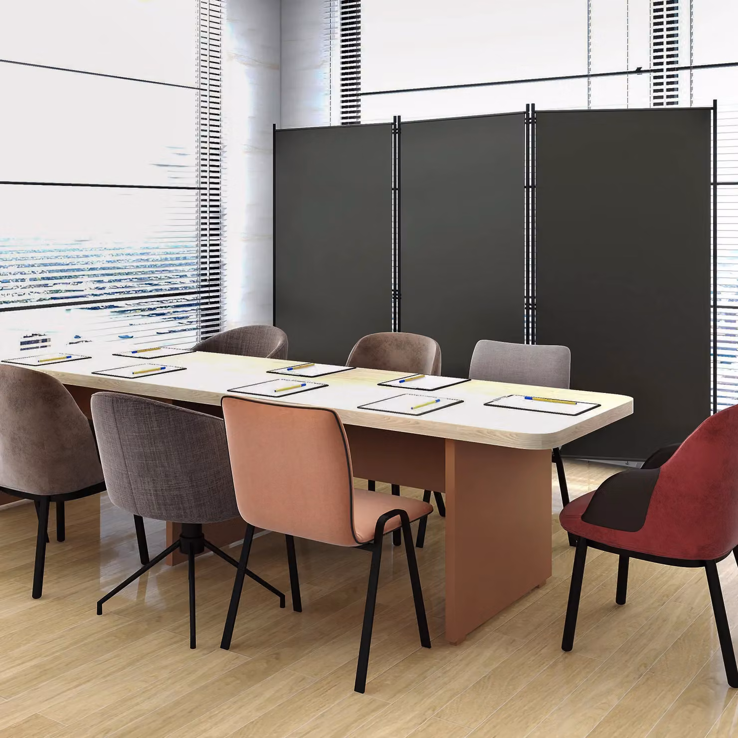 Costway 3-Panel Freestanding Folding Room Divider in Grey – 4